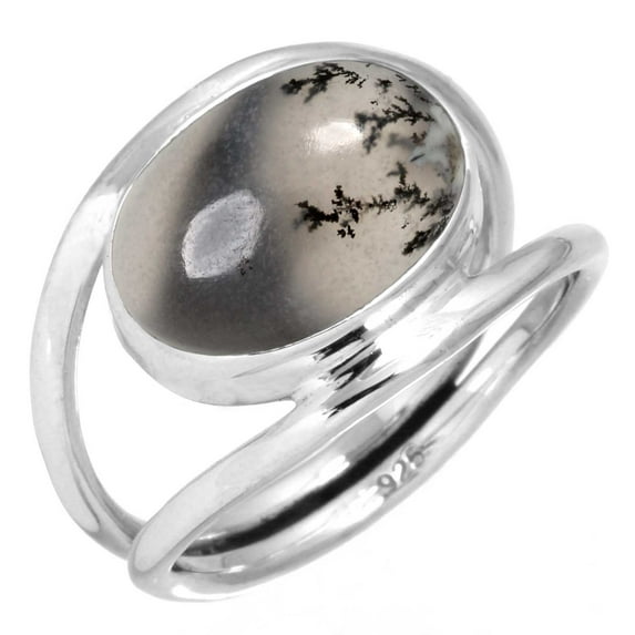 925 Sterling Silver Ring Natural Dendrite Opal Handmade Jewelry