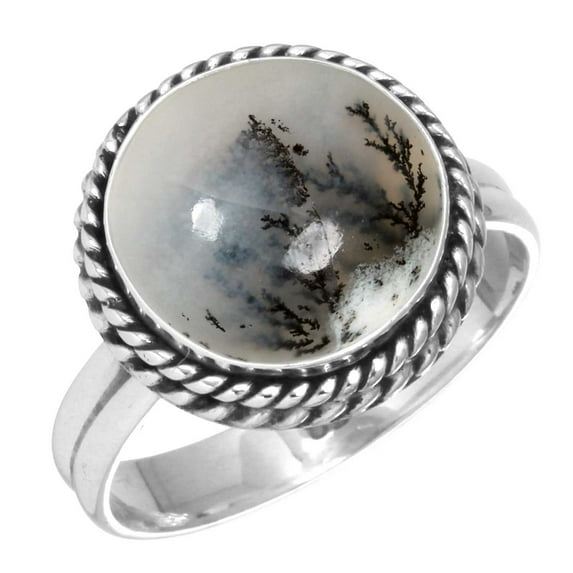 925 Sterling Silver Ring Natural Dendrite Opal Handmade Jewelry