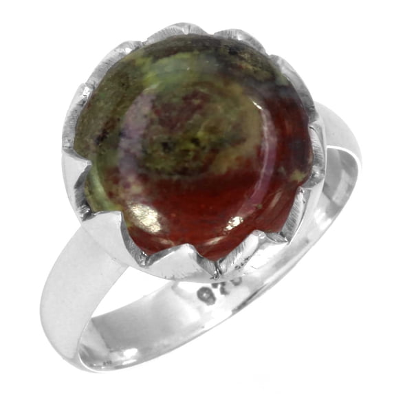 925 Sterling Silver Ring Natural Dragon Blood Jasper Handmade Jewelry