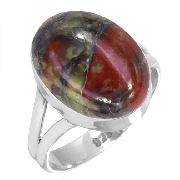 925 Sterling Silver Ring Natural Dragon Blood Jasper Handmade Jewelry