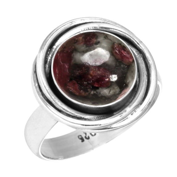 925 Sterling Silver Ring Natural Eudialyte Handmade Jewelry