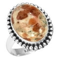 thumbnail image 1 of 925 Sterling Silver Ring Natural Garnet In Limestone Handmade Jewelry, 1 of 6