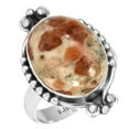 thumbnail image 1 of 925 Sterling Silver Ring Natural Garnet In Limestone Handmade Jewelry, 1 of 6