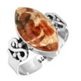 thumbnail image 1 of 925 Sterling Silver Ring Natural Garnet In Limestone Handmade Jewelry, 1 of 6