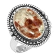 thumbnail image 1 of 925 Sterling Silver Ring Natural Garnet In Limestone Handmade Jewelry, 1 of 6
