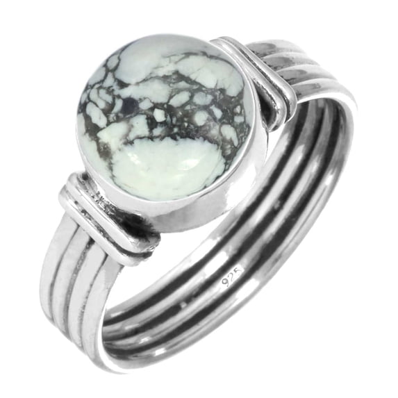 925 Sterling Silver Ring Natural Howlite Handmade Jewelry