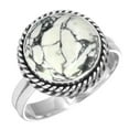 thumbnail image 1 of 925 Sterling Silver Ring Natural Howlite Handmade Jewelry, 1 of 6