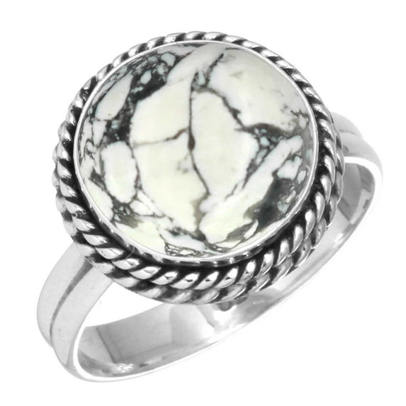 925 Sterling Silver Ring Natural Howlite Handmade Jewelry