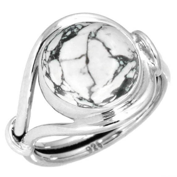 925 Sterling Silver Ring Natural Howlite Handmade Jewelry
