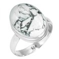 thumbnail image 1 of 925 Sterling Silver Ring Natural Howlite Handmade Jewelry, 1 of 6