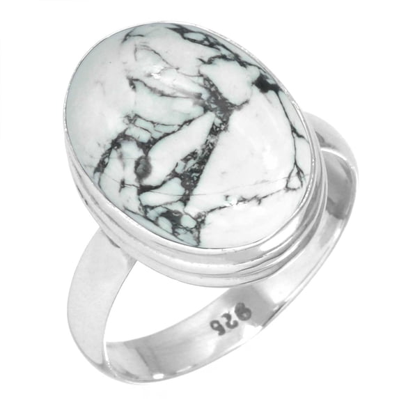 925 Sterling Silver Ring Natural Howlite Handmade Jewelry