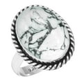 thumbnail image 1 of 925 Sterling Silver Ring Natural Howlite Handmade Jewelry, 1 of 6