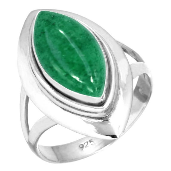 925 Sterling Silver Ring Natural Kiwi Quartz Handmade Jewelry