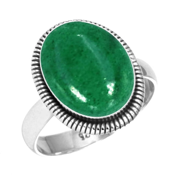 925 Sterling Silver Ring Natural Kiwi Quartz Handmade Jewelry