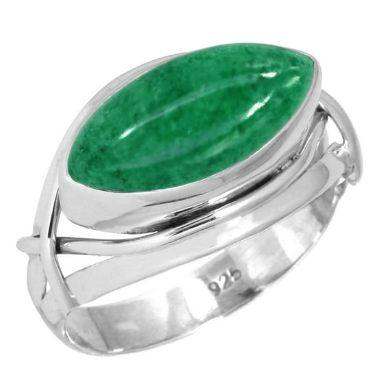 925 Sterling Silver Ring Natural Kiwi Quartz Handmade Jewelry