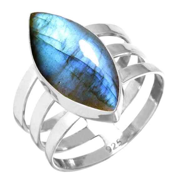 925 Sterling Silver Ring Natural Labradorite Handmade Jewelry