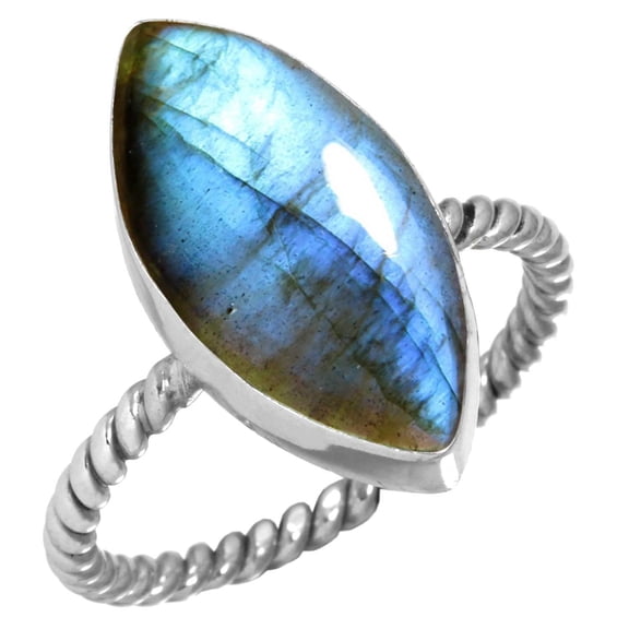 925 Sterling Silver Ring Natural Labradorite Handmade Jewelry