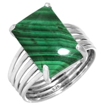925 Sterling Silver Ring Natural Malachite Handmade Jewelry