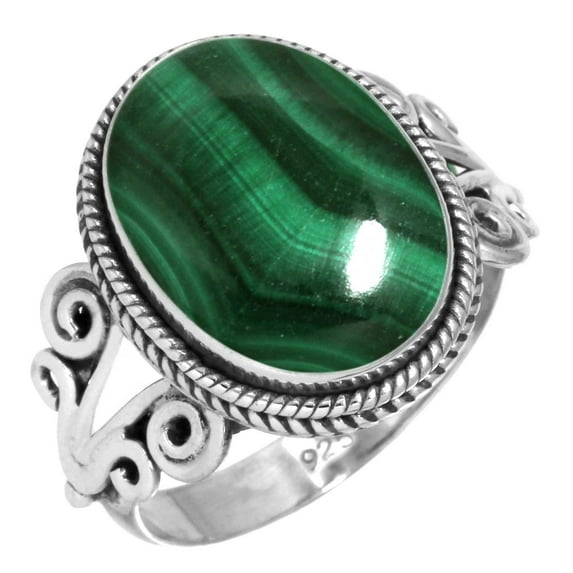 925 Sterling Silver Ring Natural Malachite Handmade Jewelry