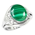 thumbnail image 1 of 925 Sterling Silver Ring Natural Malachite Handmade Jewelry, 1 of 10