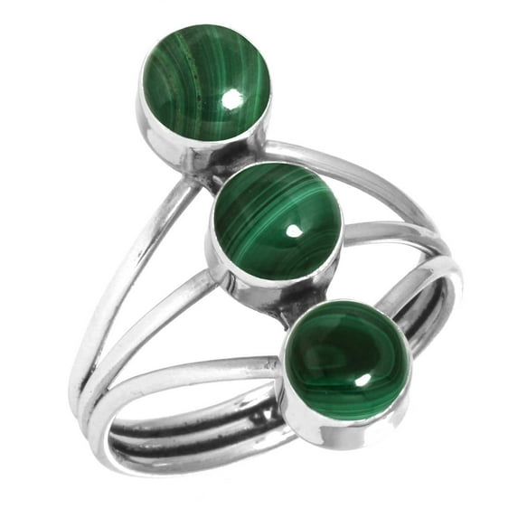 925 Sterling Silver Ring Natural Malachite Handmade Jewelry