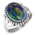 thumbnail image 1 of 925 Sterling Silver Ring Natural Mohave Azurite Handmade Jewelry, 1 of 6