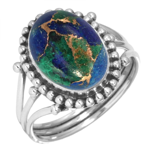 925 Sterling Silver Ring Natural Mohave Azurite Handmade Jewelry