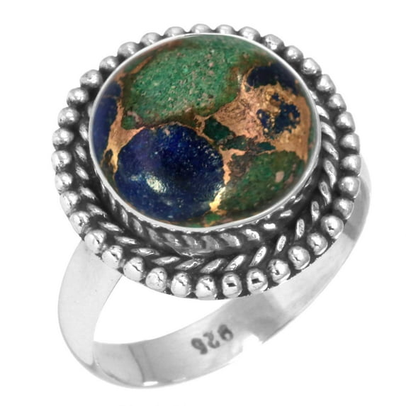 925 Sterling Silver Ring Natural Mohave Azurite Handmade Jewelry
