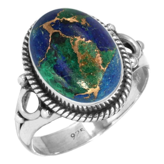 925 Sterling Silver Ring Natural Mohave Azurite Handmade Jewelry