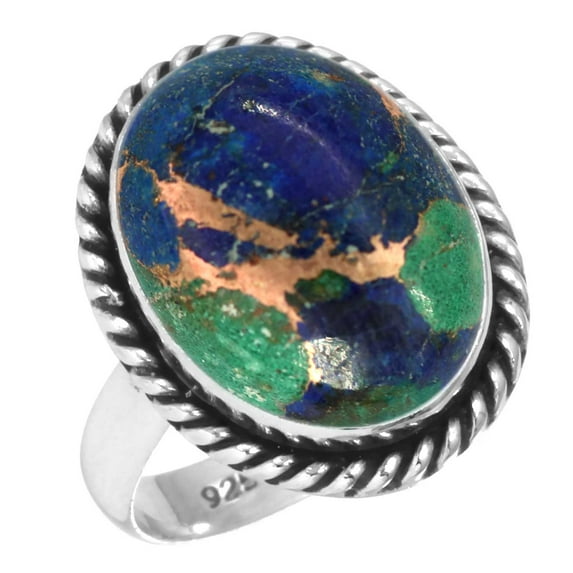 925 Sterling Silver Ring Natural Mohave Azurite Handmade Jewelry