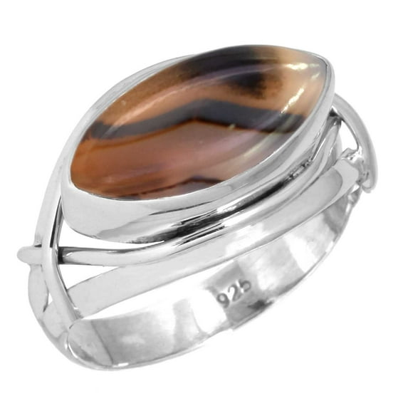 925 Sterling Silver Ring Natural Montana Agate Handmade Jewelry