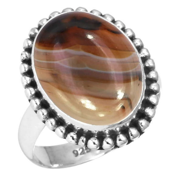 925 Sterling Silver Ring Natural Montana Agate Handmade Jewelry