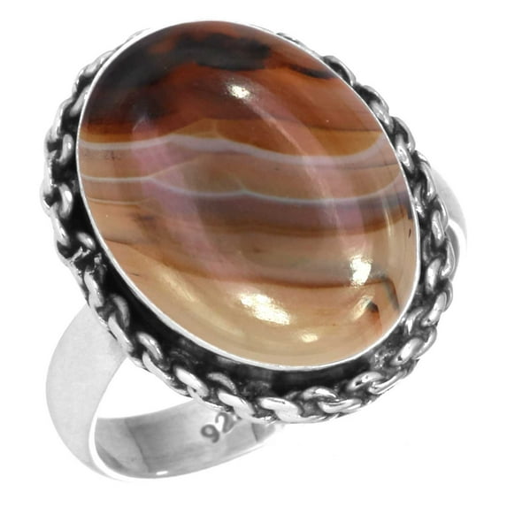 925 Sterling Silver Ring Natural Montana Agate Handmade Jewelry