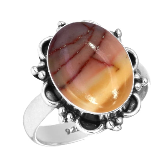 925 Sterling Silver Ring Natural Mookaite Handmade Jewelry
