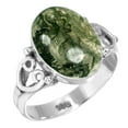 thumbnail image 1 of 925 Sterling Silver Ring Natural Moss Agate Handmade Jewelry, 1 of 6
