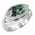 thumbnail image 1 of 925 Sterling Silver Ring Natural Moss Agate Handmade Jewelry, 1 of 6