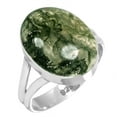 thumbnail image 1 of 925 Sterling Silver Ring Natural Moss Agate Handmade Jewelry, 1 of 6