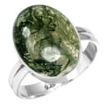 thumbnail image 1 of 925 Sterling Silver Ring Natural Moss Agate Handmade Jewelry, 1 of 6