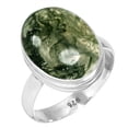 thumbnail image 1 of 925 Sterling Silver Ring Natural Moss Agate Handmade Jewelry, 1 of 6