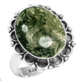 thumbnail image 1 of 925 Sterling Silver Ring Natural Moss Agate Handmade Jewelry, 1 of 6