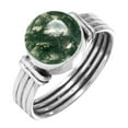 thumbnail image 1 of 925 Sterling Silver Ring Natural Moss Agate Handmade Jewelry, 1 of 6