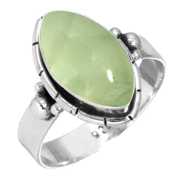 925 Sterling Silver Ring Natural Prehnite Handmade Jewelry
