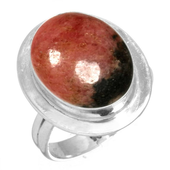 925 Sterling Silver Ring Natural Rhodonite Handmade Jewelry