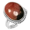 thumbnail image 1 of 925 Sterling Silver Ring Natural Rhodonite Handmade Jewelry, 1 of 6