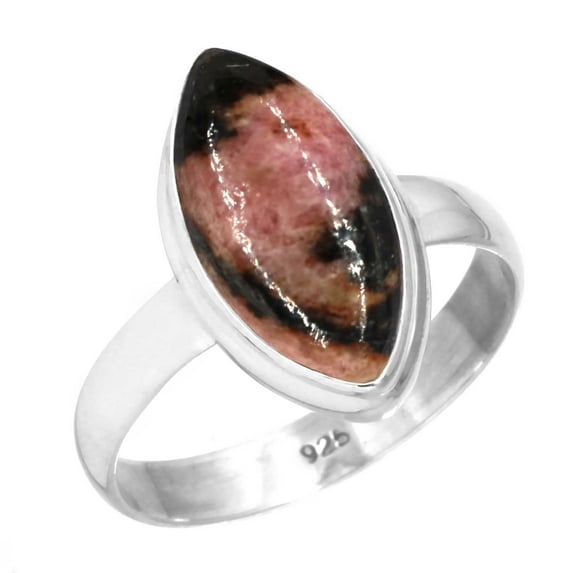 925 Sterling Silver Ring Natural Rhodonite Handmade Jewelry