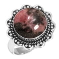 thumbnail image 1 of 925 Sterling Silver Ring Natural Rhodonite Handmade Jewelry, 1 of 6