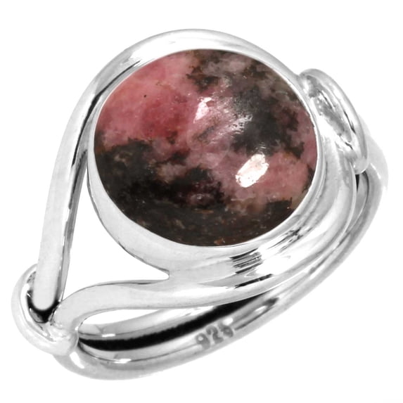 925 Sterling Silver Ring Natural Rhodonite Handmade Jewelry