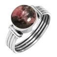 thumbnail image 1 of 925 Sterling Silver Ring Natural Rhodonite Handmade Jewelry, 1 of 6