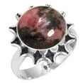 thumbnail image 1 of 925 Sterling Silver Ring Natural Rhodonite Handmade Jewelry, 1 of 6