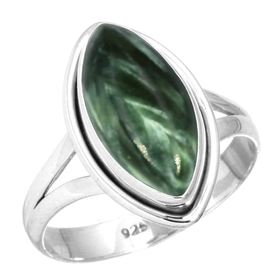 925 Sterling Silver Ring Natural Seraphinite Handmade Jewelry